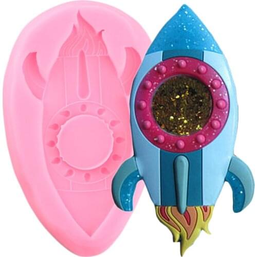 Rocket Silicone Mold Cupcake Topper Fondant Cake Decorating Tools Chocolate Gumpaste Molds Clay Candy Mould Sugarcraft Moulds