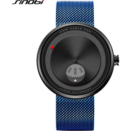 SINOBI Brand Original Creative Men Watch Milan Strap Wristwatches Men rotate dial plate watches Sports watch Free&Drop shipping
