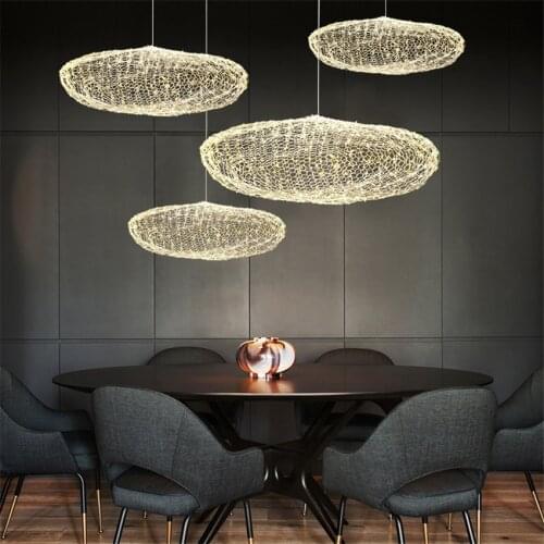 Nordic Fishnet Cloud Iron Pendant Lights Shopping Mall Restaurant Bar Cafe Hotel Engineering Hanging Lamps Decorative Lighting