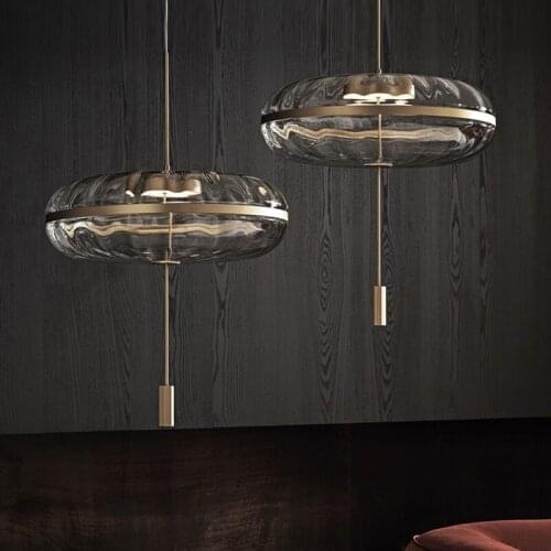 Nordic Ripple Glass Led Pendant Lights Dining Room Led Pendant Lamp Bar Shop Decor Led Hanging Light Bedroom Suspended Luminaire