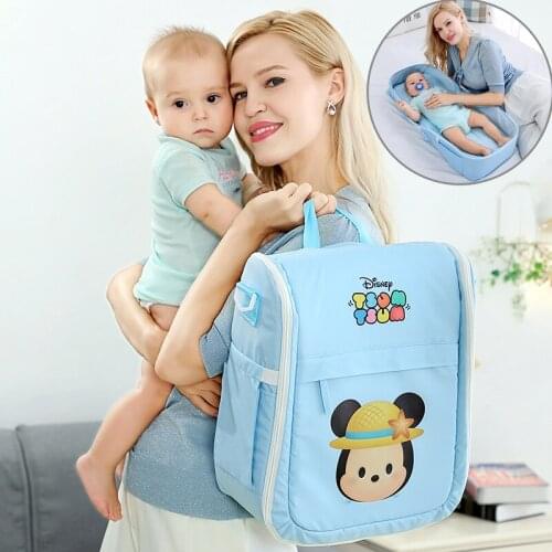 Disney Baby Diaper Bag with Changing Bed Fashion Multifunctional Bed Package Nappy Bag Travel Large Capacity Stroller Bag