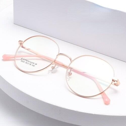 Ultra-light Round Eye Frames for Men and Women Myopia Frames Semi-titanium Retro Glasses Prescription Glasses Optical Frame 5005