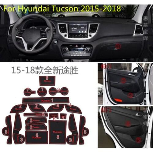 High quality Silica gel Gate slot pad,Teacup pad,Non-slip pad For Hyundai Tucson 2015-2018 Car styling