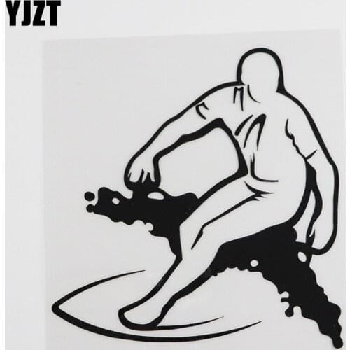 YJZT 12.4CMX12.9CM Cool Surfing Surfer Extreme Sports Decal Vinyl Car Sticker Black/Silver 8A-0340