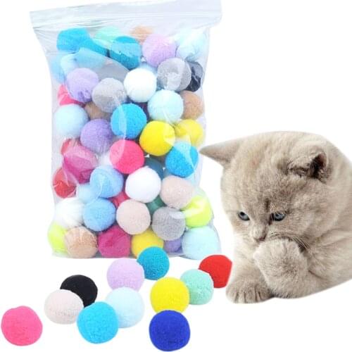 Funny Cute Cat Toys Stretch Plush Ball 0.98in Cat Toy Ball Creative Colorful Interactive Cat Pom Pom Cat Chew Toy Dropshipping