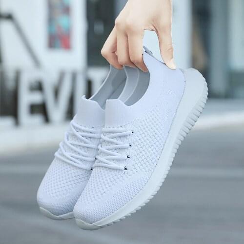 Womens Sneakers Light Summer Breathable Mesh Sock Shoes Woman 2021 New Black White Tennis Shoes Flats Sport Running
