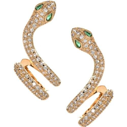 Ice out Snake Climbers Earrings for Women Chic Clear Crystal Snake Ear Wrap Ear Climbers Animals Jewelry Climbing Earrings JU29D