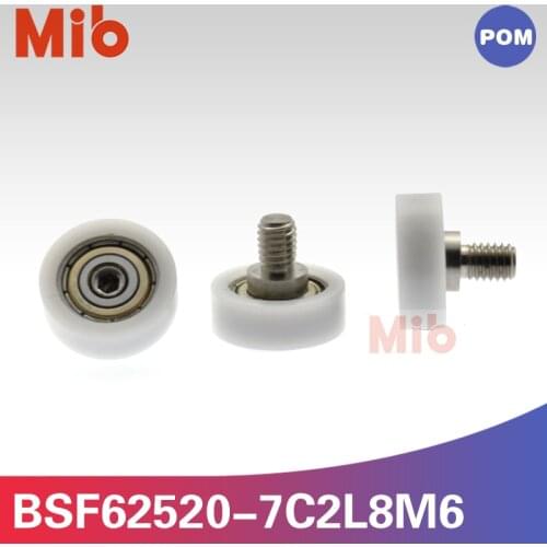 1PCS/lot Stainless Steel M6 thread plastic flat type 625zz plastic sliding drawer wheel shaft screw roller BSF62520-7C2L8M6