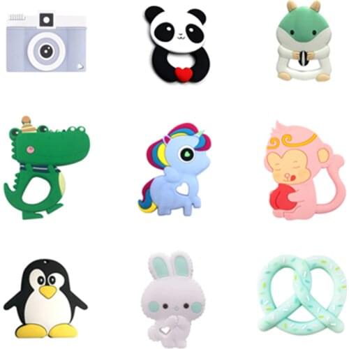 Tiny Rod BPA Free Food Grade Silicone Teethers Cartoon Animals Shape Pacifier Clips DIY Accessories Baby Teething 1pc