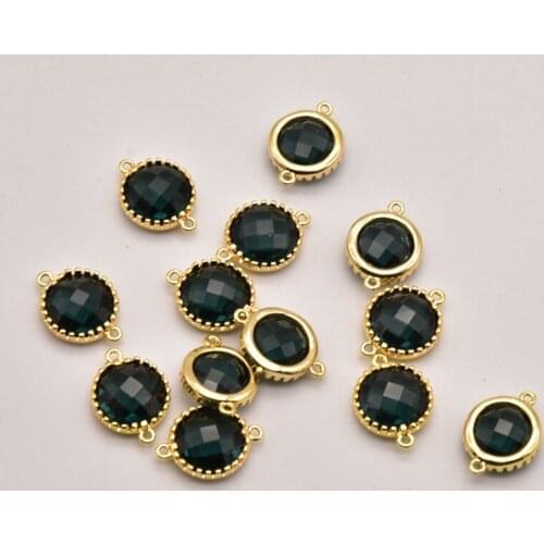 10Pcs/Lot 16mm*12mm Natural Dark Green Jade Gemstone Double Pendan Crystals And Stones Bulk Items Wholesale Lots JA0477