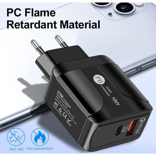 18W USB-C PD Quick Charge 3.0 Fast Charger Adapter For iPhone 12 Pro MAX 11 Pro XR SAMSUNG XIAOMI Redmi Note 5 7 8 9 Pro QC3.0