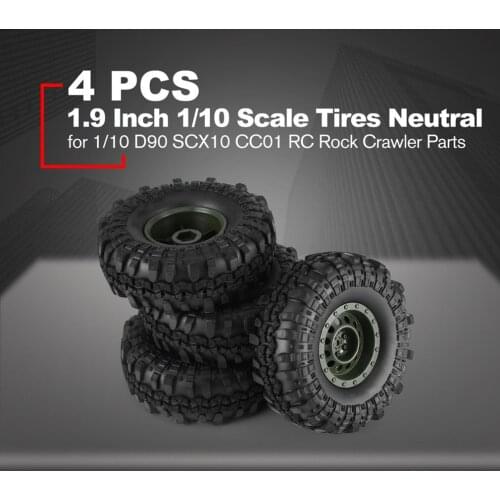 4Pcs 1.9" 103mm Tires Wheel Rim Rock Terrain Truck Tires For 1/10 RC Crawler D90 SCX10 CC01 RC Model Spare Parts