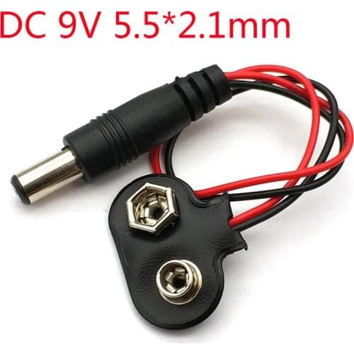 5 Pcs 10CM DC 9V 5.5*2.1mm Battery Button Power Plug For Uno