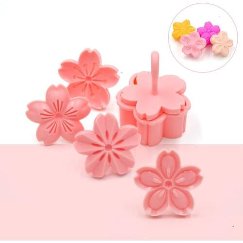 5pcs/set Sakura Cookies Mold Cherry Blossom Pink Biscuit Fondant Mold Cranberry Cookies Flower Shape Press Flower Baking Cutters