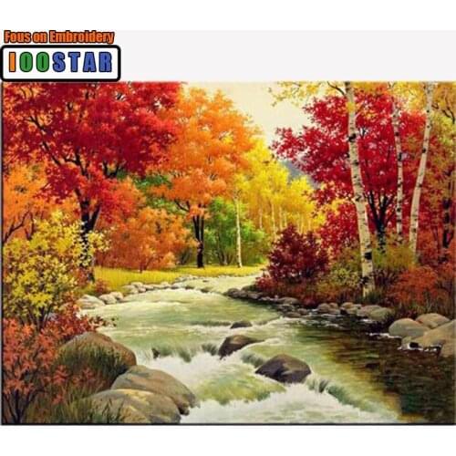 DIY diamond painting landscape handmade full diamond embroidery lake forest 5d square diamond mosaic full paste pattern Beads