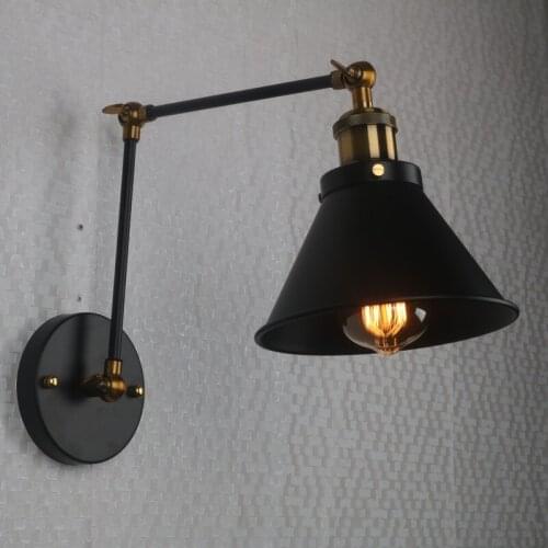American Retro Black Iron Craft Wall Lamp Led Creative Simple Bedside Bedroom Bar Decoration Bedside Wall Lamp