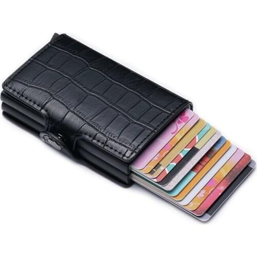 Bisi Goro Double Box Credit Card Holder 2020 New Blocking Aluminium Men And Women Metal RFID Vintage Travel Smart Card Wallet