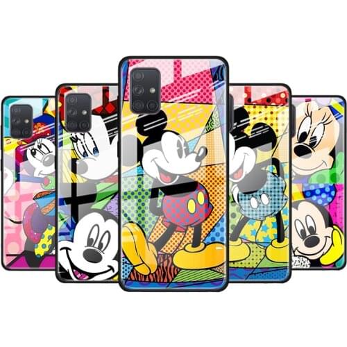 Color Disney Mickey for Samsung Galaxy S21 Ultra A71 A51 4G 5G A91 A81 A41 A31 A21 A11 A01 Tempered Glass Phone Case