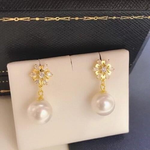 Flower 925 Sterling Silver Earrings Findings Settings Base Mountings Parts Mounts for Coral Pearls Agate Crystal Stones Beads