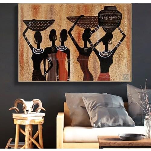 Decorative canvas painting african woman oil paintings handmade modern paintings mude art paintings for living room wall decor