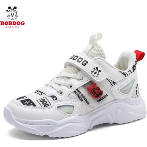 Bobdog boys and girls new fashion cartoon childrens mesh breathable sports big kids running sports shoes