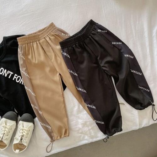 Kids Pants 2021 Autumn New Childrens Boy Korean Letter Print Cargo Pants 2-8 Y Toddler Baby Fashion Trousers Kids Sport Pants