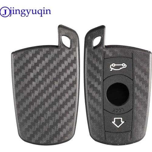 Jingyuqin 3 button carbon fiber gyro silicone car key holder protector for BMW 1 3 5 6 series E90 E91 E92 E60