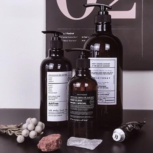 250/500ml Nordic Style Brown Bath Refillable Bottle Shower Gel Shampoo Press Bottle Shower Gel Refillable Bath Storage Bottles