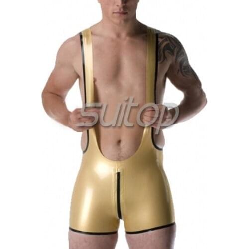 Latex fashion dress shorts rubber BOXER teddies suit SUITIOP Gold