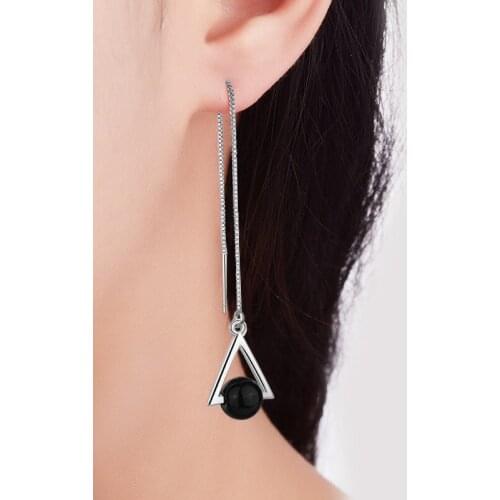 Fashion Tassels Earrings For Women Black Drop Earring Geometry Triangle Jewelry Female Brincos Gift