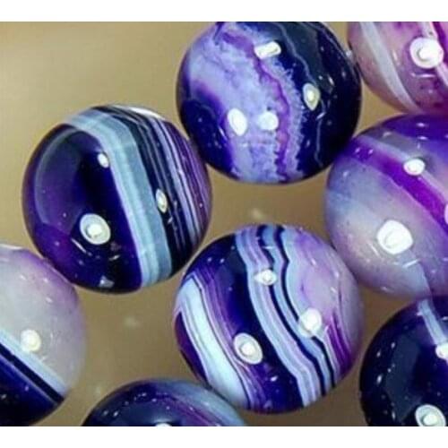 Fashion jewelry beads Charming 6-12mm Purple Striped Onyx Onyx chalcedony Round Loose Bead 15'' Wholesale and retail