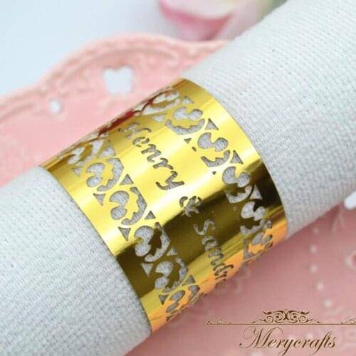 Customize Gold and Sliver cheap crystal flower napkin rings paper wedding centerpieces for tables decoration