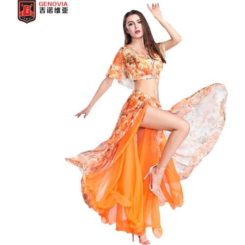 New Performance belly dance Costume 2PCS Blouse top Skirt Dress Carnival