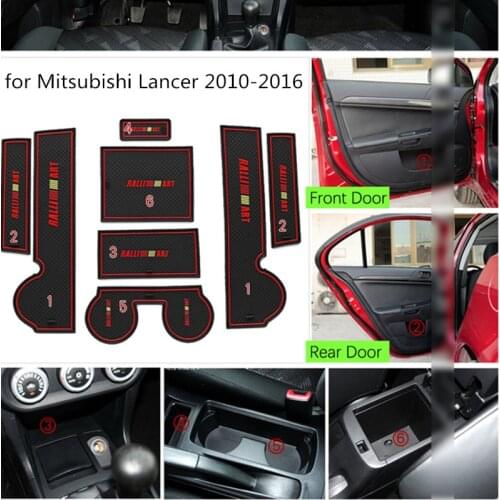Anti-Slip Gate Slot Mat Rubber Cup Coaster for Mitsubishi Lancer 2010 - 2016 EX Accessories Sticker