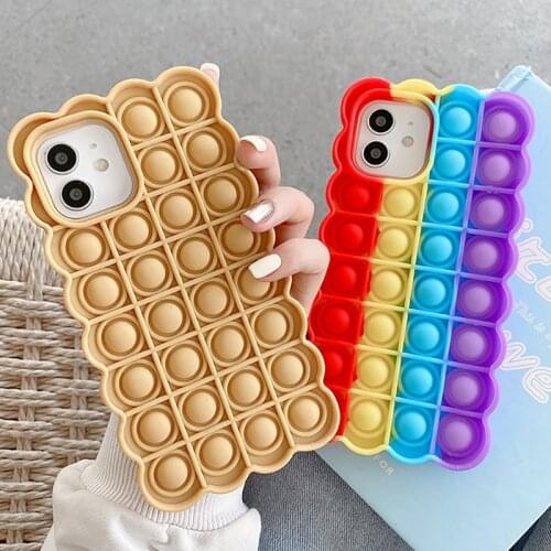 Reliver Stress Toys Rainbow Phone Case For iPhone 6 6s 7 8 Plus SE 2020 12 Pro Max X XR XS Max Cartoon Biscuits Silicone Cover