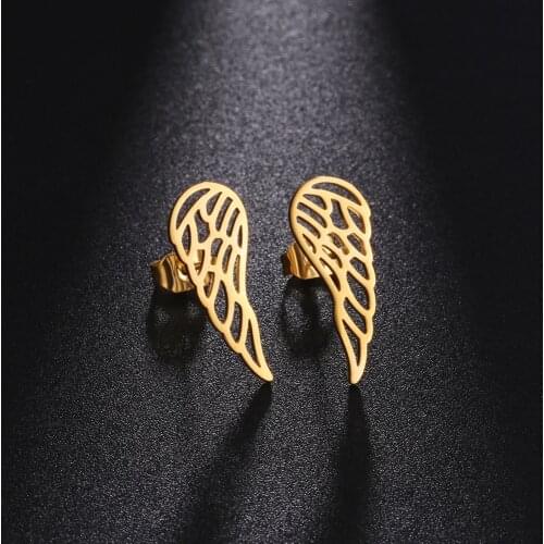 Sipuris Creative Minimalist Angel Wing Stud Earrings Stainless Steel For Women Men Birthday GiftsParty Jewelry Pendientes 2021