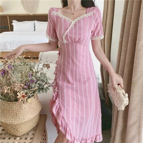 Модные платья в клетку VOOCIEC China At AliExpress