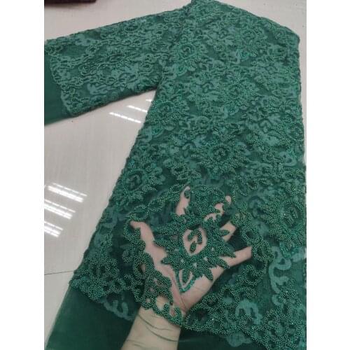 Embroidery Mesh Lace Fabrc 2021 High Quality Lace With Beads African Nigerian Tulle Lace Fabric French Net Lace For Party 5yards