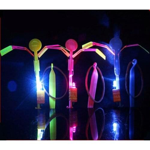 [Funny] 1200PCS/lot LED Amazing flying arrows helicopter umbrella light parachute Outdoor luminous Flash dragonfly kids baby toy