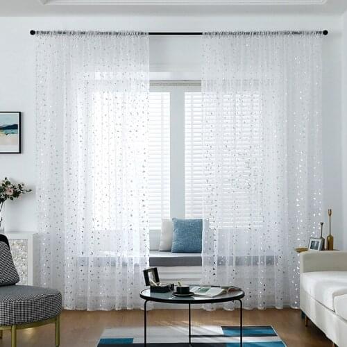 Triangle Bronzing Sheer Tulle Curtains for Kids Bedroom Living Room Blinds Window Modern Curtain Drape