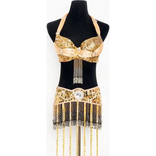 Tassel Belly Dance Wear Sexy Tassel Beads Bra Belt Set Women Belly dance Performance Clothes Oriental dance Costume Dancer Wear