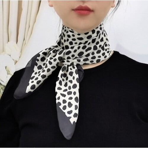 New Women Silk Scarf Leopard Square 2020 Headband Foulard Lady Shawls Wraps Print Office Small Neck Scarves Kerchief Bandana
