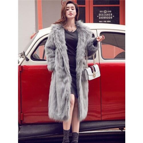 Winter Coat Women Faux Fox Fur Jacket Warm Thick Fashion Loose Plush Ladies Coat Long Jacket Women Fluffy Jacket Plus Size Coat