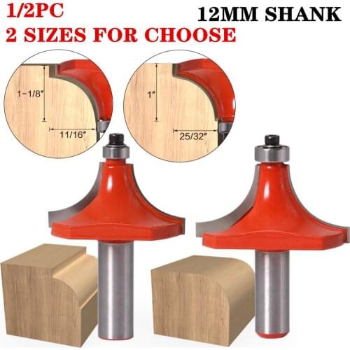1-2pcs 12mm Shank 2 Flute Carbide Corner Round-Over Edging Router Bit With Bearing Tungsten Milling Cutters For Wood