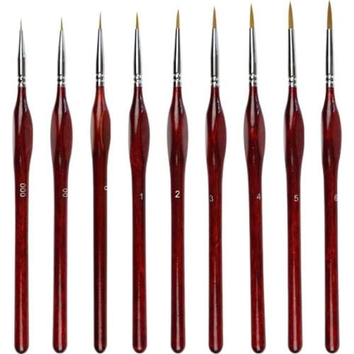 1pc 9 Sizes Wolf Hair Paint Brush Miniature Detail Fine liner Pen Nail Art Drawing Brushes Digital Watercolor Painting Supplies