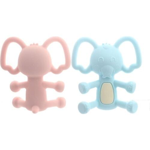 1pc Standing full silicone baby elephant two-color teether