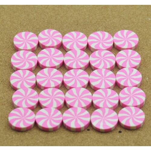 10PCS 20mm Pink-White Strip Clay Candy,Clay Dessert,D.I.Y Miniatures