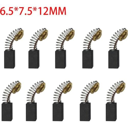 10pcs Power Tool Carbon Brush Electric Hammer Angle Grinder Graphite Brush Replacement 6.5*7.5*12MM