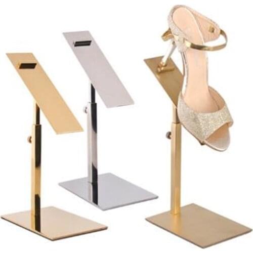 10pcs Silver Black Gold Stainless Steel Shoes Display Stand Shoes Display Racks Adjustable Metal Shoe Display Holder Riser Tray