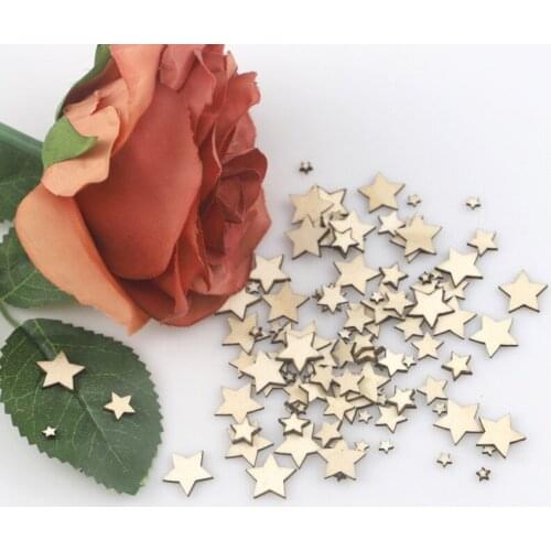 100PCS/pack DIY Wooden Five-pointed Star Art Decor Scrapbooking Wedding Crafts Christmas Party Decoration